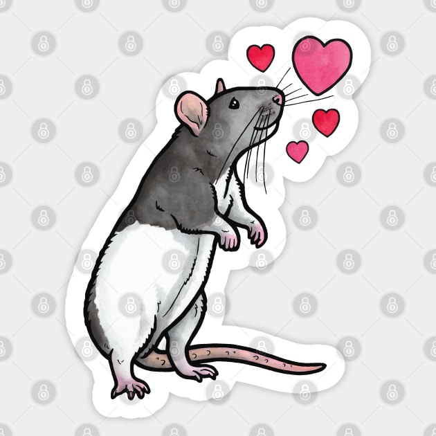 Hooded rat love Sticker by animalartbyjess